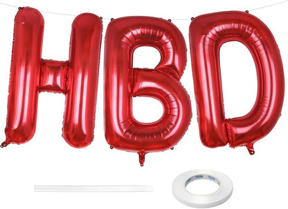 Red HBD Balloons, HBD Foil Letter Balloon by BBPOOL