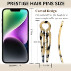 3 Pack Prestige Hair Pins for Women, 4.5" Large French Hair Pins for Thin & Thick Hair, Curved Anti-Slip Design for Better Hold, Perfect Holiday Gift for Her