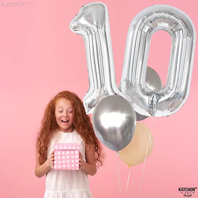 KatchOn Silver 10 Balloon, 40 Inch - Image 5