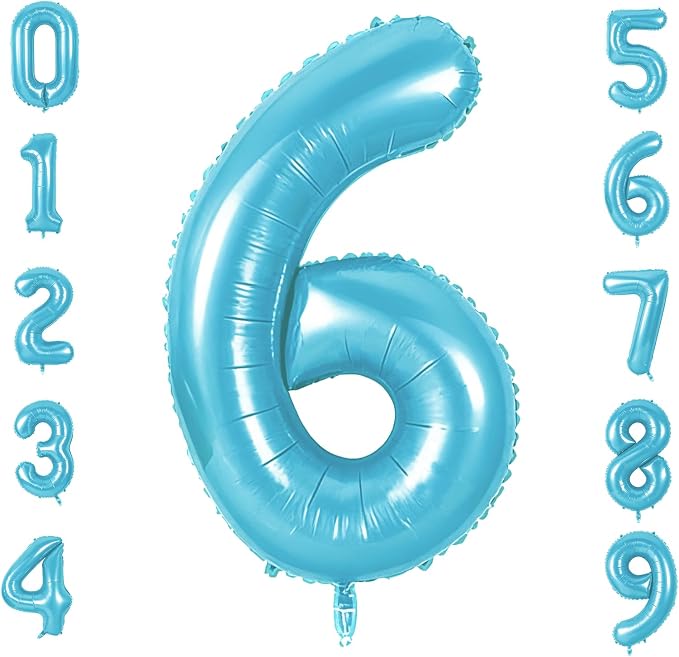 Number 6 Balloons for 6th Birthday Party Decorations, 0-100 Large No.6 Balloons by Joycard