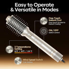 8-in-1 Dual Voltage Hot Air Styler & Hair Dryer Brush for Fast Drying, Frizz-Free Styling, with Straightener & Curler, 110,000 RPM, Includes Travel Bag