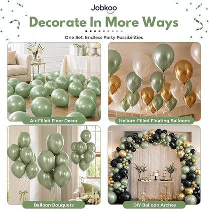 Jobkoo Metallic Green Balloons, 12 Inch Chrome Dark Green Latex Balloon | Retro - Image 5