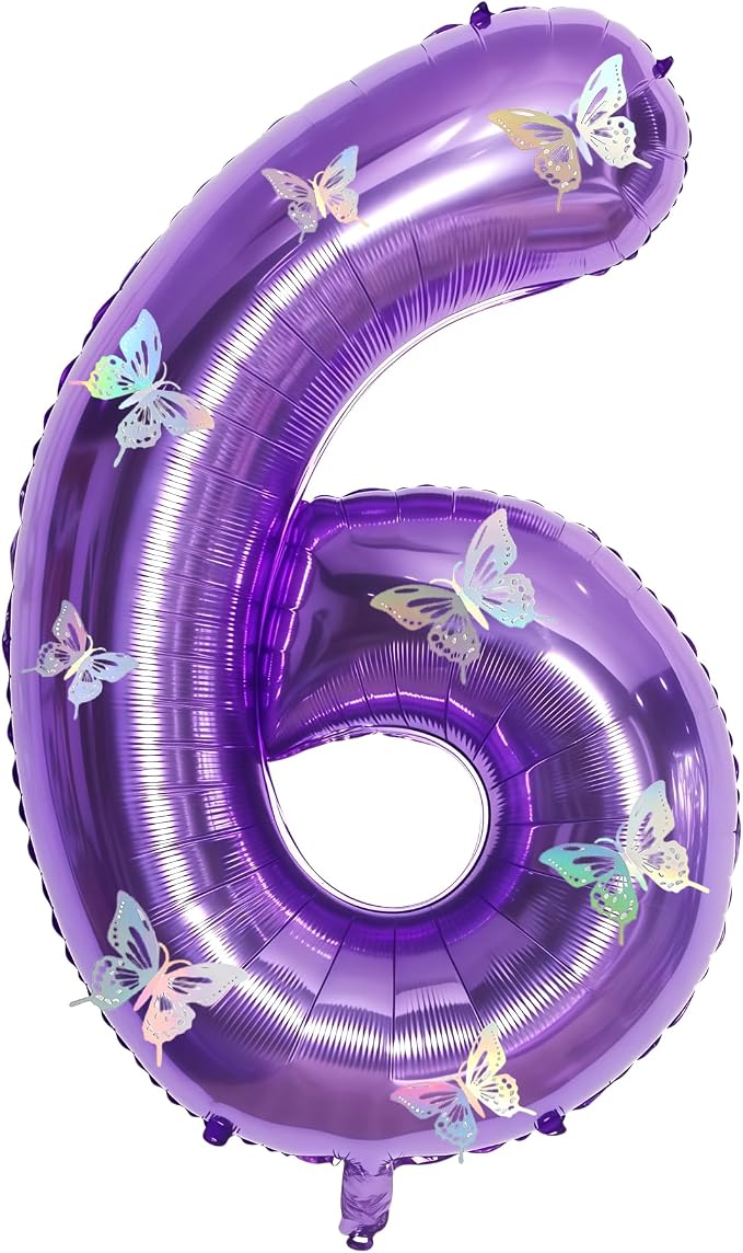 40 Inch Purple Number 6 Balloon by GLASNES