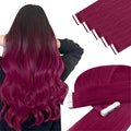 YoungSee Human Hair Tape in Extensions Magenta 18 inch Invisible Tape in Hair Extensions Human Hair 10pcs 25g Rosein Color Tape-ins Real Human Hair for Prom