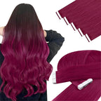 YoungSee Human Hair Tape in Extensions Magenta 18 inch Invisible Tape in Hair Extensions Human Hair 10pcs 25g Rosein Color Tape-ins Real Human Hair for Prom