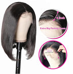 180 Density Bob Wig Human Hair 13x4 HD Frontal Bob Wigs Human Hair Bob Lace Front Wigs Human Hair Pre Plucked Brazilian Virgin Natural Black Wig 8 Inch
