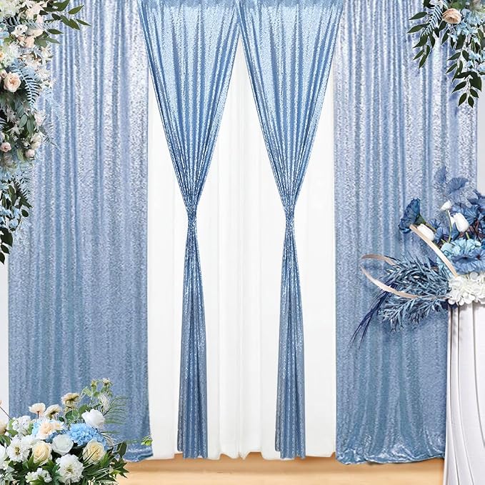 Eternal Beauty Baby Blue 3mm Sequin Backdrop 2x8 Ft 2 Pack Wedding | Dense - Image 3