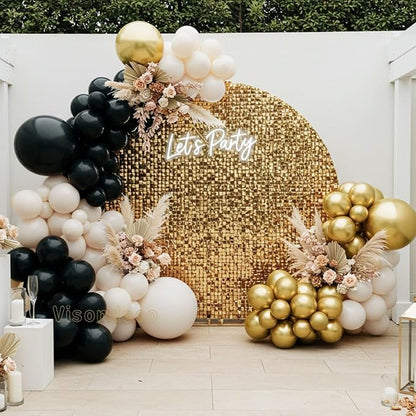 Black White and Gold Balloon Arch Kit – Double Stuffed Balloons in Black - Image 7