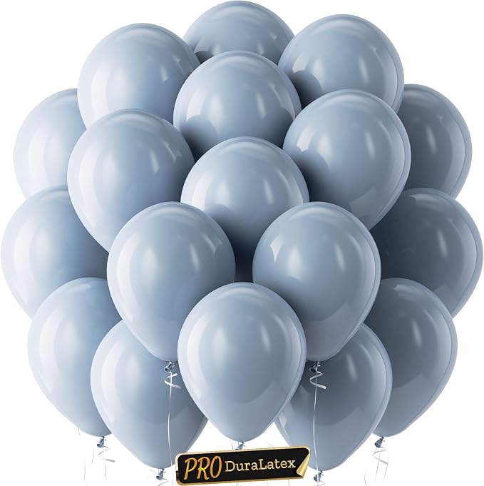 Pro Duralatex Dusty Blue Extra-Thick Balloons 120 Pack 10 inch | Haze Blue by Bezente