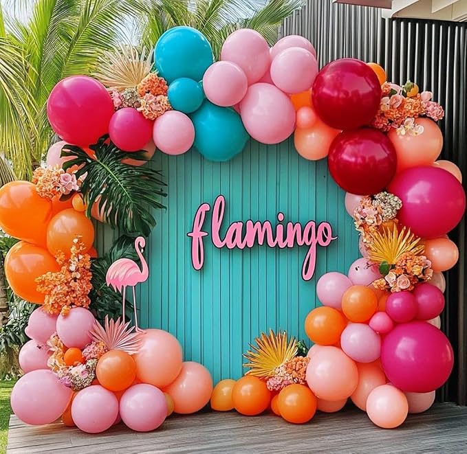 Hot Pink Blue Orange Balloon Garland - Image 6