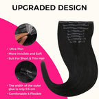 Lashey Seamless Clip in Hair Extensions Human Hair 130g 9pcs #1 Jet Black Light Yaki Straight 14 Inch Clip in Hair Extensions Full Pack with Soft PU Invisi Edge