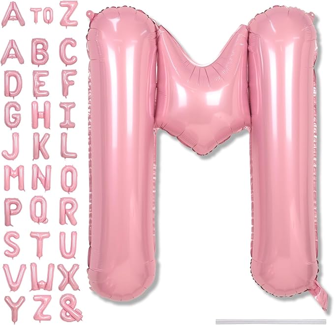 40 Inch Pastel Pink Letter Balloon, Giant Alphabet M Foil Balloons Baby Pink by Lingqiang