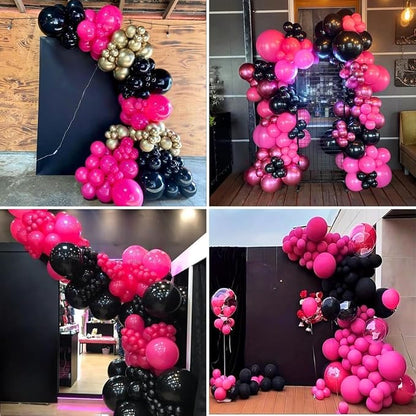 Pink and Black Balloons, 12Inch Pastel Light Rosa and Metallic Latex Balloons - Image 7