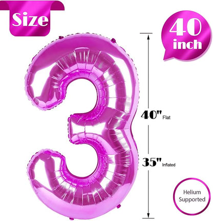 Rosy Purple Number 3 Balloon 40 Inch - Image 5