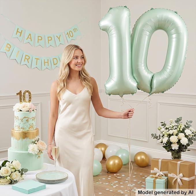 40 Inch Olive Green Number 10 Balloon - Image 3