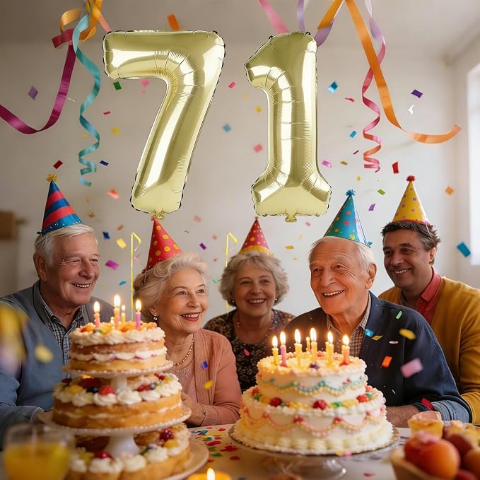 40 Inch Number 71 Balloons for 71st Birthday Party Decorations, 0-100 Champagne - Image 2