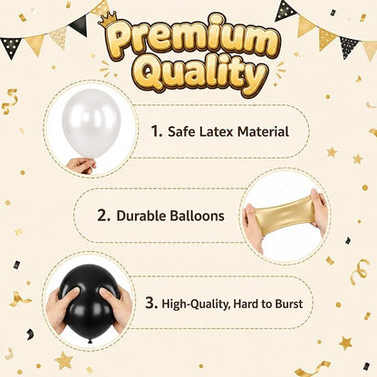 Black White and Gold Balloons, for Women Birthday Wedding Shower Bachelorette - Image 3