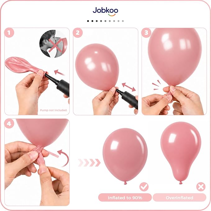Jobkoo Dusty Pink Balloons 12 Inch, Vintage Retro Blush Pink Latex Balloon | - Image 5