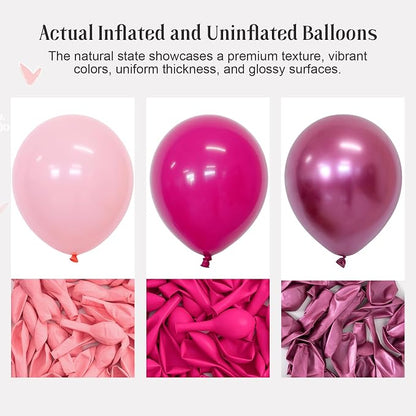 CVPARTON Pink Balloons 12 Inch 55 Pcs Metallic Pink Balloons light Hot Pink - Image 4