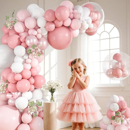 152Pcs Pink Balloons Arch Garland Kit Different Size | Light Pink and White - Image 4