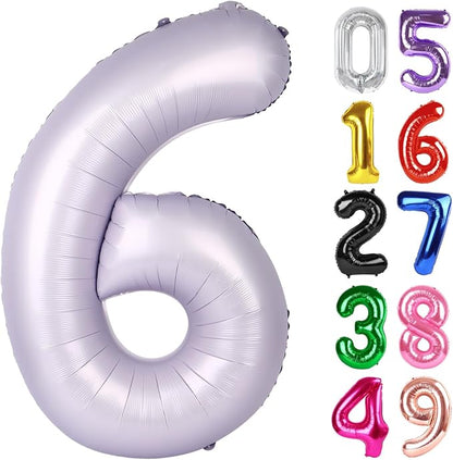 CreamPurple Number 6 Balloon 40 Inch, 6th Birthday Decorations Men Women | Foil by IWERP