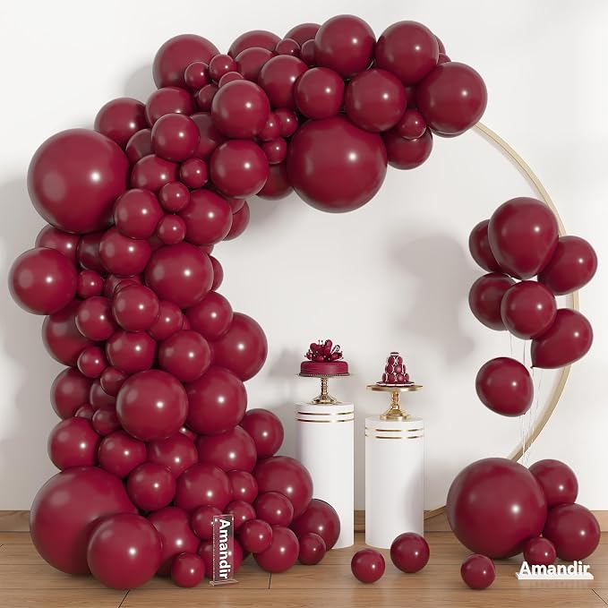 Amandir 153pcs Burgundy Balloons Arch Garland Kit Different Sizes | 18 12 10 5 - Image 2