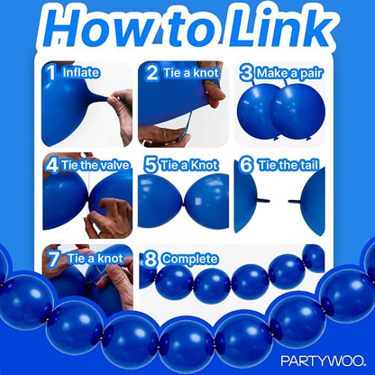 PartyWoo Royal Blue Linking Balloons 100pcs 6 Inch Dark Blue Link Balloons | - Image 5