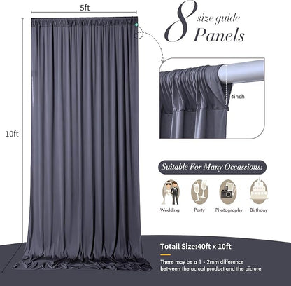 40 ft x 10 ft Wrinkle Free Charcoal Backdrop Curtain - Image 6