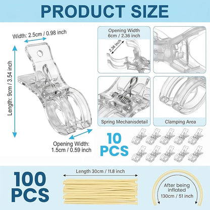 100 Pcs Long Balloons for Tying Balloon Arch and 10 Pcs Arch Clips - Image 2