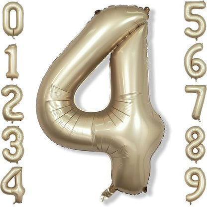 Metallic Gold Number 4 Balloons, 40 In Large Champagne Number 4 Mylar Foil by Isndare