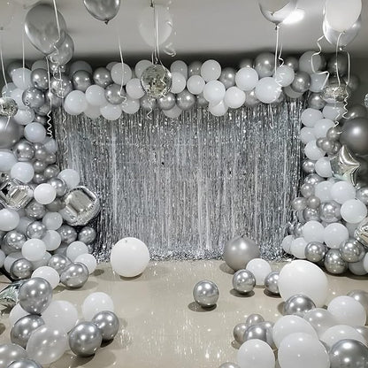 Voircoloria 105pcs Metallic Silver Party Latex Balloons, 12inch | - Image 7