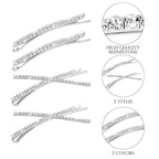 12 Pieces Rhinestone Bobby Pins Decorative Fancy Crystal Hair Clips Shiny Metal X Shaped Barrettes Bling Diamond Wedding Bridal Shower Hair Accessories for Women Ladies Girls (Silver)