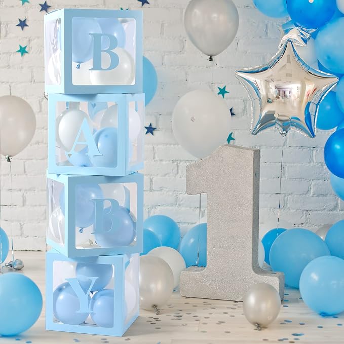 Voircoloria Baby Boxes with Letters, 4 Transparent Balloon Boxes | - Image 3