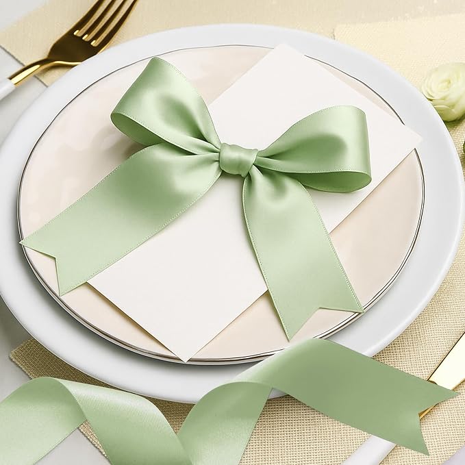 30Yards 1 1/2In Sage Green Ribbon - Image 8