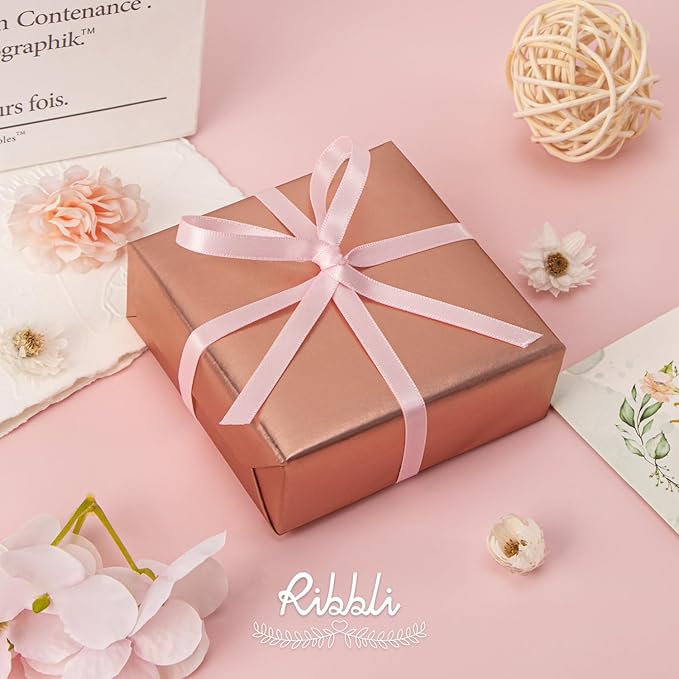 Ribbli Double Faced Light Pink Baby Pink Satin Ribbon, 1/4” x Continuous 25 - Image 4