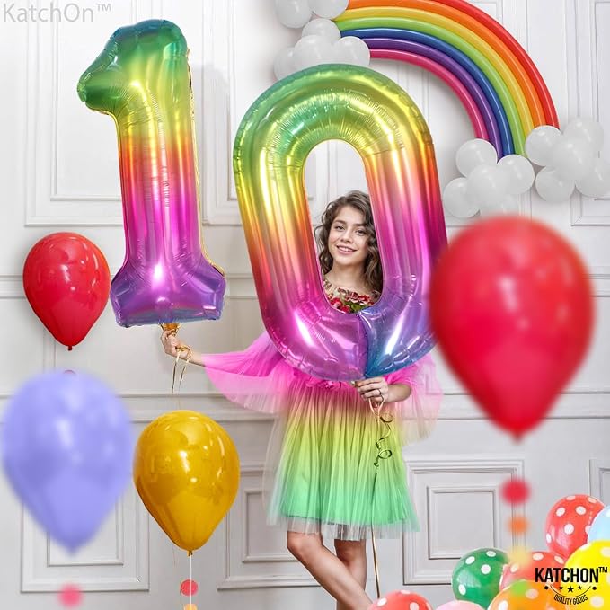 KatchOn Giant Rainbow 10 Balloon Number - Image 4