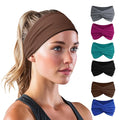 Eyesoul Headbands for Women, Non Silp Wide Hair Bands, Elastic Thick Head Bands, Stretchy Soft Sports Sweat Bands for Spa Workout Running Gym, Cotton Cloth Band 6Pcs