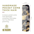 Kent 93T Tokyo White Beard Comb for Men - Wide Tooth Men's Comb, Ideal For Mustaches and Beards and Facial Hair, Small Pocket Sized Travel Detangler Combs, Saw-Cut, Hand Polished, Made in England