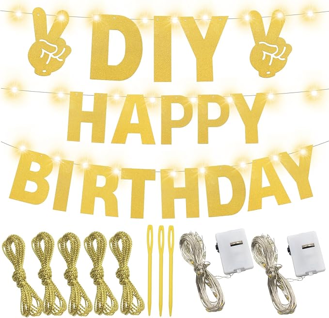 175Pcs DIY Glitter Customizable Banner Kit Custom Banner Happy Birthday - Image 2