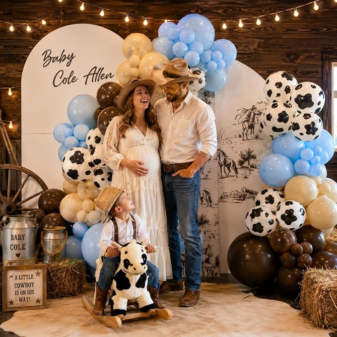 HILAVO Cow Print Balloons, 12Inch Light Blue Brown Sand White Cow Balloons | - Image 3