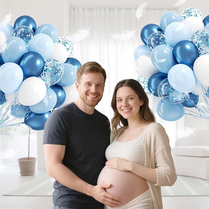 60pcs Blue and White Balloons 12inch - Image 7