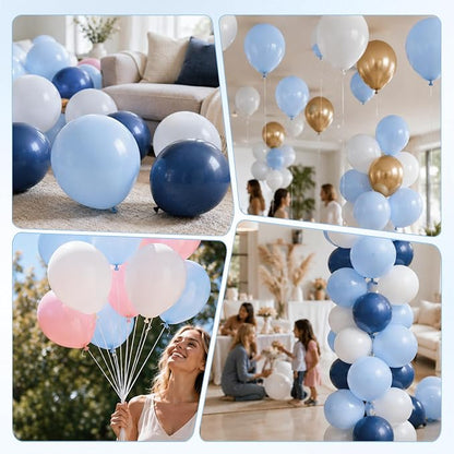 Pastel Blue Balloons, 12 Inch Baby Blue Latex Party Balloons | 30 Pack Light - Image 6