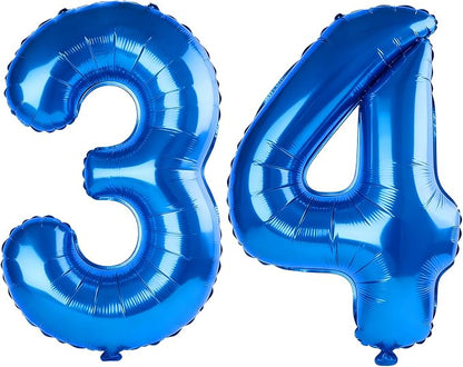 40 Inch Number 34 Balloons for 34th Birthday Party Decorations, 0-100 Dark Blue by FOBELEC