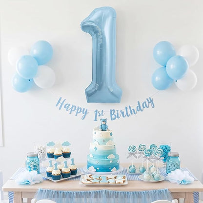TONIFUL 40 Inch Pastel Blue Number 1 Foil Balloon Large Mylar Foil Digit 1 - Image 4