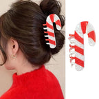 Christmas Candy Cane Hair Clips for Women, Christmas Hair Claw Clips Cute Cane Shape Hair Accessories Red White Xmas Acrylic Claw Clip Funny Strong Grip Jaw Barrettes Xmas New Year Hair Decoration