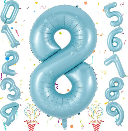 8th Birthday Number Balloons for Kids, 40 Inch Foil Number 8 Balloons Baby - Image 8