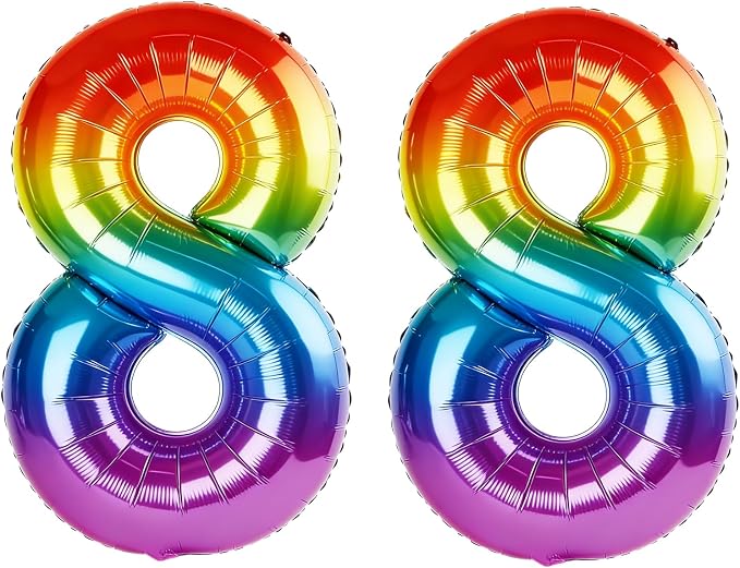 40 Inch Number 88 Balloons for 88th Birthday Party Decorations, 0-100 Rainbow by FOBELEC