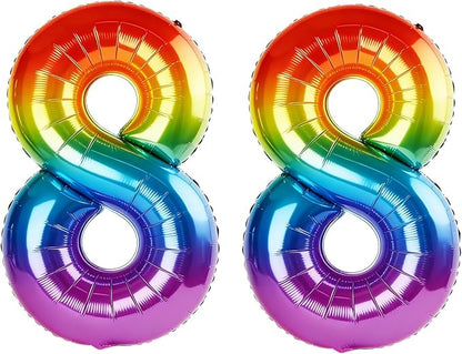 40 Inch Number 88 Balloons for 88th Birthday Party Decorations, 0-100 Rainbow by FOBELEC