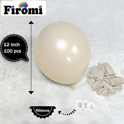Firomi Beige Latex Balloons 12-inch 100 Pack | Big Helium Thicken Sand Balloon - Image 2