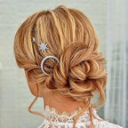 Bartosi Rhinestone Moon Hair Clips Silver Star Hairpins Crystal Decorative Bobby Pin Bride Wedding Hair Pins Side Clip Hair Accessories for Women and Girls (Pack of 3)